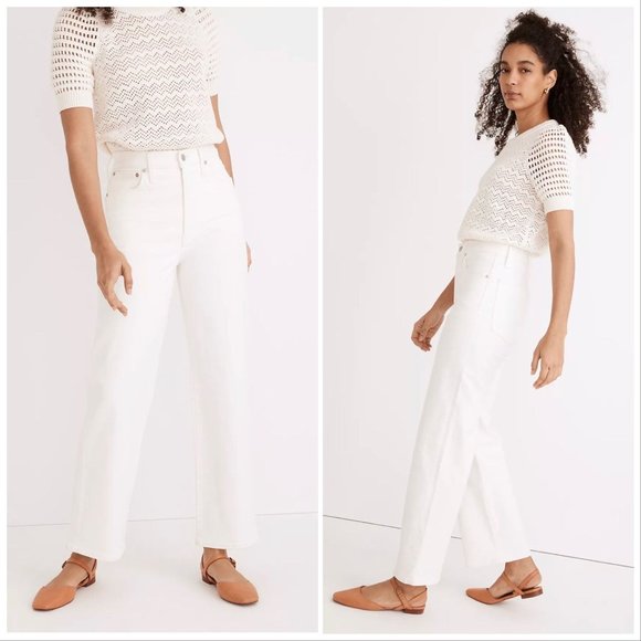 Madewell Perfect Fit Wide Leg Crop Jeans in Tile White Jeans - Picture 2 of 9